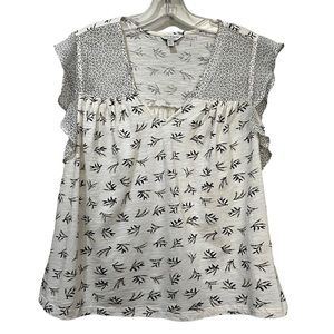 Lucky Brand Medium Fall Floral Cap Sleeve Tank Blouse Cotton Modal Y